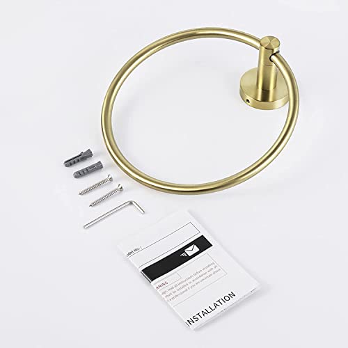 KES Brushed Gold Towel Ring Bathroom Hand Towel Holder Round Wall Mount SUS 304 Stainless Steel Brushed Gold Finish, A2180DG-BZ