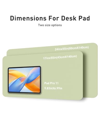 Image of Aothia Faux Leather Desk Mat - Non-Slip PU Leather Desk Blotter, Waterproof Writing Surface, Large Desk Pad for Office & Home (Grass Green, 55 inch x 17 inch)