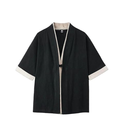 Cardigan d'été japonais à cinq manches en coupe fluide minimaliste