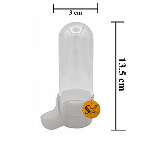 Image of Sage Square Tube Shape Cage Food, Seed, Water Feeder Dispenser Cum Bowl with Removable Tray - No Spill No Mess (White) (Pack of 2)
