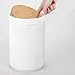 mDesign Swing Lid Bathroom Bin - Bamboo and Plastic Rubbish Bin for Bathroom - Small Trash Can - Bamboo and White