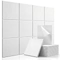 HERTBER Square Acoustic Panels Soundproof Wall Panels, 12? × 12? × 0.4? High-Density Polyester Sound Absorbing Panels with Self Adhesive for Home, Office, Studio, Recording Room, 18 Pack White