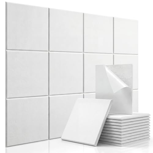 Panneau acoustique autocollant blanc lot de 12 pour isolation murale studio 30x30cm