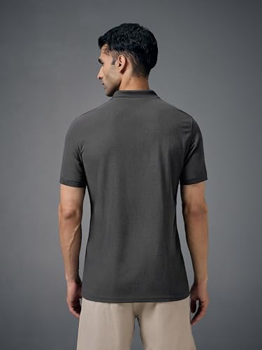 Image of TECHNOSPORT Men's Polyester Slim Fit Self-Design Short Sleeve Polo Matpiq T-Shirt with Anti Microbial, Techno Dry for Regular and Casual Use