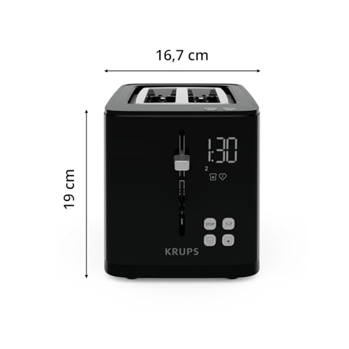 Krups KH641810 Smart'n Light Toaster, Zwei-Scheiben-Toaster, Digitaldisplay, 7 Bräunungsstufen,...