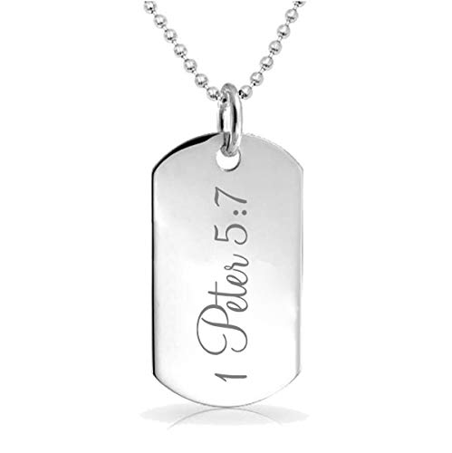 Epic Designs 1 Peter 5:7 religious pendant necklace Custom Engraved Charm Keychain Jewelry or Bags gift