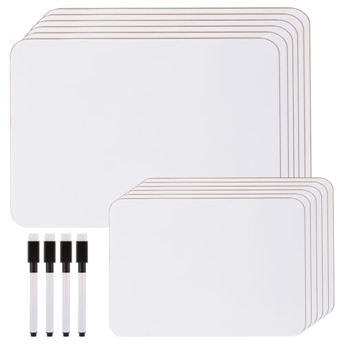 ZOFUN 12 pizarras blancas pequeñas, pizarras blancas A5/A6 de doble cara y bolígrafos, mini pizarras blancas para niños, pizarras blancas A4 para niños, estudiantes, profesores, aula, hogar, oficina