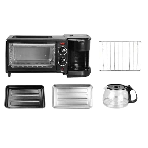 Stazione per la Colazione 3 in 1, Stazione Centrale 3 in 1 con Macchina per Il caffè, Piastra in Acciaio Inossidabile, Forno tostapane Versatile con Timer per Salsicce