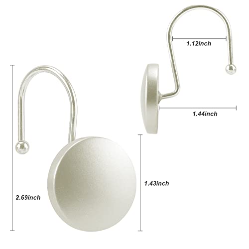 Decorative Shower Curtain Hooks, Simple Modern Style Round Flat-Back Button Design For Bathroom Decor, Nickel #TOP3