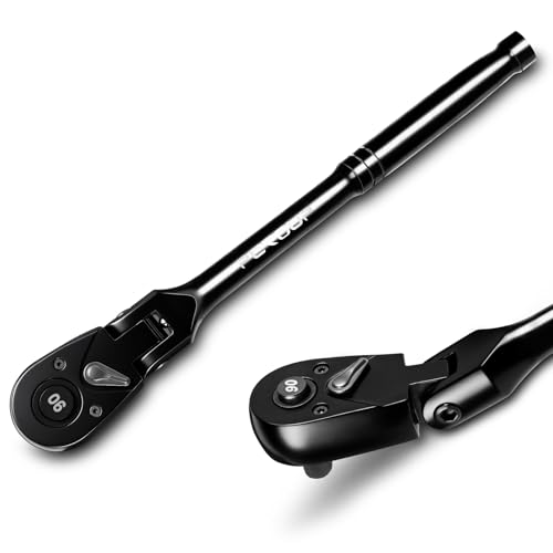 zhax 1/4 Drive Flex-Head Ratchet 90-Tooth Quick Release Ratchets 4 Swing Arc Reversible Ratchet Wrenches for Repairing Home DIY Chrome Alloy Made