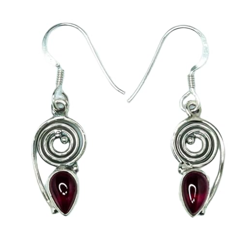 Boucles d'oreilles grenat rouge naturel hypoallergéniques en argent 925 anti-ternissement