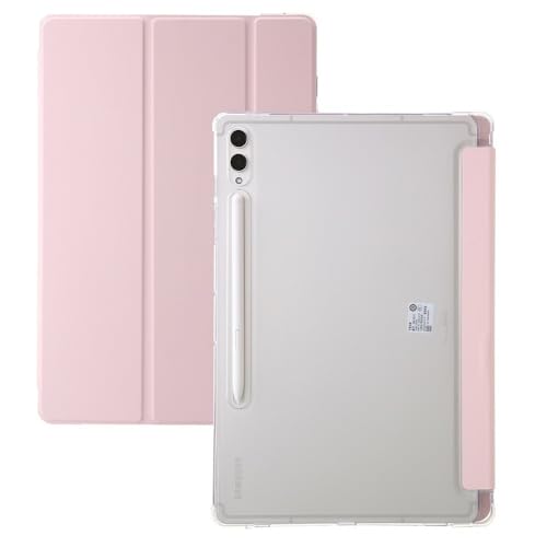 Étui Samsung Tab S9 Ultra 14.6 rose transparent silicone rigide à rabat SM-X916B