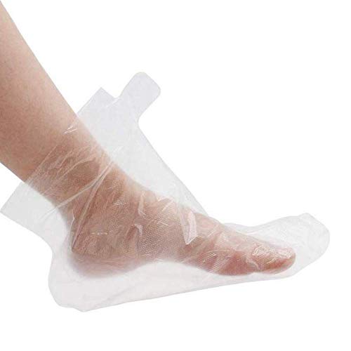200PCS Clear Plastic Disposable Booties, Paraffin Bath Liners for Foot Pedicure Hot Spa Wax Treatment, Larger Thicker Thermal Therapy Feet Covers Bags Plastic Socks Liners XL