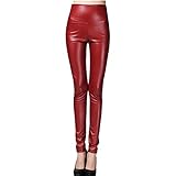 JiXuan Hohe Taillen Faux Leder Gamaschen Frauen Knöchellange Hosen Reizvolle Frauen Faux Leder Gamaschen mit Hoher Taille