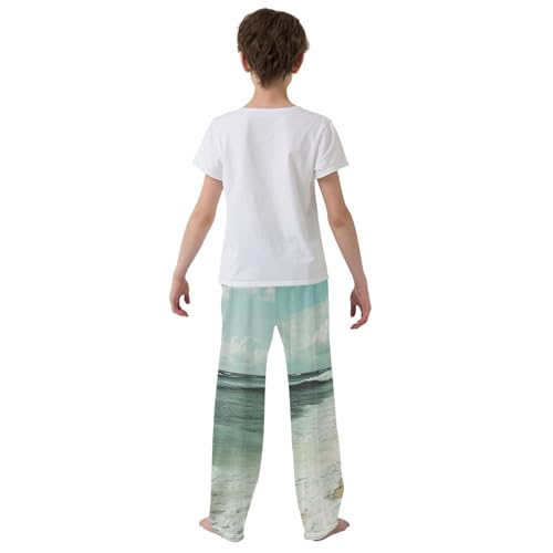 Boys' Pants Seaside Beach Walker Long Bottoms Jogger Pants Elastic Waist Trousers with Pockets S-XL3