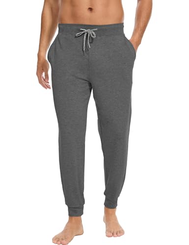 GYS Bamboo Viscose Men's Pajama Bottoms Soft Solid Jogger Sleep Pants with Pockets and Drawstring