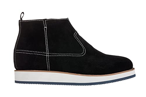 CALTO Men's Invisible Height Increasing Elevator Shoes - Black Nubuck Leather Mid-top Zipper Boots - 3 Inches Taller - Y30021 - Size 8 D(M) US2