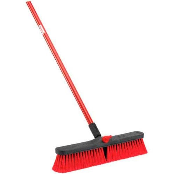 Libman 3136000 Push Broom with Resin Block - 18 in. - Medium-Duty Bristles - 804 - Pack of 4 - Red