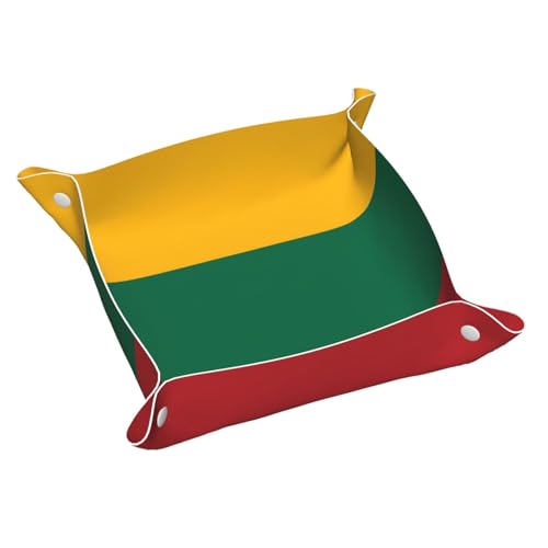 Plateau de chevet en forme de drapeau de la Lituanie S pour clés et montre, pliable et imperméable, en similicuir pour la maison et le bureau