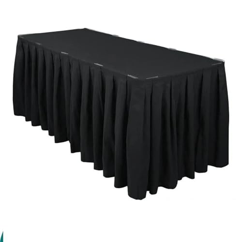 Dekoracja spódnicy stołu, Spódnica na stół bankietowy, wesele, impreza, hotel, poliester, prostokąt, wielokolorowy, 10 stóp(Black)