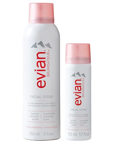Evian Facial Spray Weekender Kit - Hydrating Mineral Water Mist for Face & Skin - Refreshes Makeup Sets & Tones - Travel-Friendly Size for Weekend Hydration and Skincare Essentials
