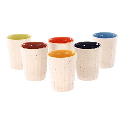Image of Handcrafted Ceramic Kulhad Tea Cups Set, Handmade Floral Design, Eco-Friendly & Premium Festive Gift for Diwali, Weddings, Home Decor & Special Occasions (Multicolor)