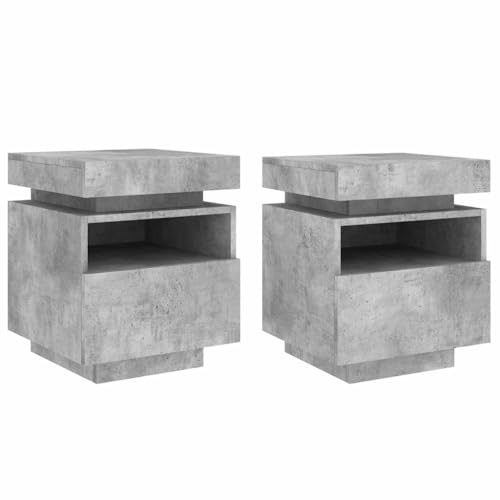 vidaXL Armoires de Chevet avec Lumières LED 2 pcs, Tables de Chevet avec Rangement, Tables de Nuit...