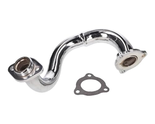 2EXTREME Collecteur d'échappement chromé ouvert compatible pour Derbi Senda, Aprilia RX, SX, Gilera RCR, SMT