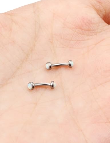 Jenxnjsjo F136 Titanium 16g 6/8/10mm Opal Eyebrow/Rook/Snug/Vertical-Labret/VCH/Snake-Eyes/Anti-Tragus/Christina/Daith/Belly-Button/Bridge/Hood/Surface Curved Barbell Piercing Jewelry for Women Men2