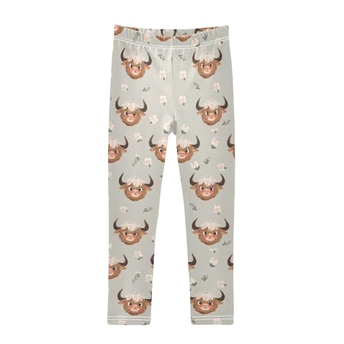 High Cow Yak Daisy Girls Leggings Athletic Pants Tights Stretch Bottom