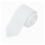 Dan Smith White Slim Knitted Neckties For Wedding Plain Skinny Knit Neckties Narrow Tie C.C.G.B.014 White Feel Silk