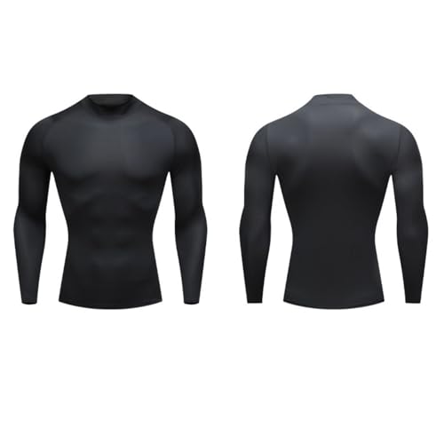 3 Pack Men's UPF 50+ Mock Long Sleeve Compression Shirts, Water Sports Rash Guard Base Layer, Athletic Workout Shirt3