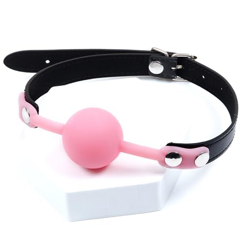 Image of Leather Restraints Ball Mouth Plug Silicone Bondage Ball Gag for Sex, BDSM Restraints Toys Sex Gag Muzzles (Pink) (P1)