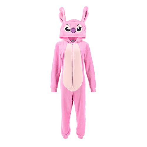 Disney Stitch Pijamas para Mujer, Pijama de Una Pieza Capucha en 3D, Angel Pijama Polar Suave, Regalo para Mujer, Niñas y Adolescentes | Talla S