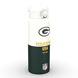 NFL Green Bay Packers Trinkflasche Mit Herausnehmbarem Strohhalm, 750ml/24oz, Auslaufsichere Isolierflasche, Leicht Zu Öffnen, Sicherer Verschluss, Spülmaschinenfest, Klappdeckel, Metallflasche