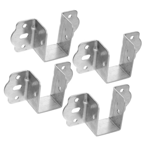 WOONEKY 4Pcs Heavy Duty U Shape Bed Rail Fittings Stainless Steel Bed Support Brackets for Bunk Beds Headboards Footboards Easy Installation Compatible with Various Bed Frames