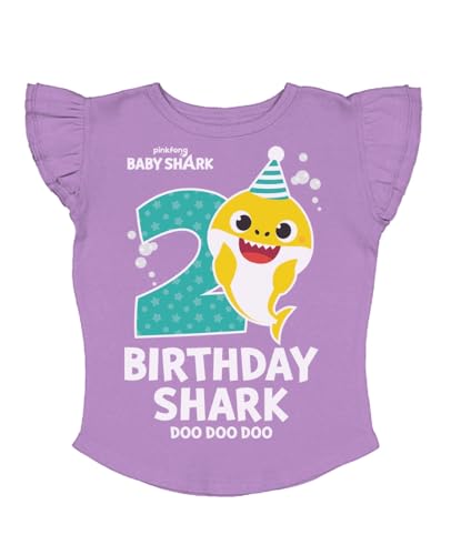 Tstars 2nd 3rd 4th Birthday Baby Shark Shirt Two Three Four Year Old Toddler Girl Ruffle Sleeve Top
