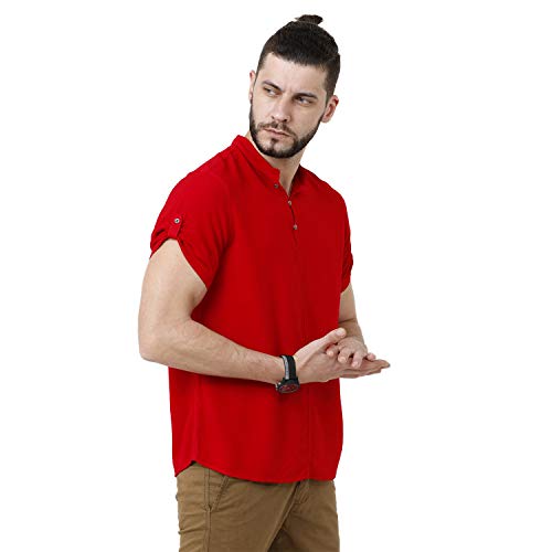 Image of Identiti Short Sleeves Solid Slim Fit 100% Viscose Casual Shirt /Kurta for Men