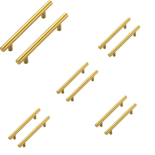 キャビネット取っ手 ステンレス鋼 引き出しつまみ キャビネットハンドル 食器棚プルハンドル ドア 家具の取っ手 ネジ付き 8個 (ゴールド, 64mm)