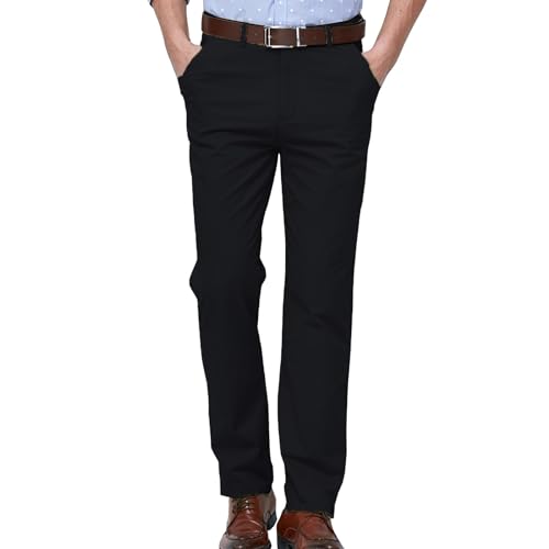 Pantalones chinos de algodón para hombre, corte relajado, pierna recta, pantalones de vestir informales para el trabajo, pantalones chinos para verano, oficina, ocio, ropa de trabajo elástica, azul