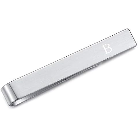 Honey Bear 4cm Herren Briefe Initialen Kinder Krawattennadel Krawattenklammer für schmale Krawatten Edelstahl Tie Clip (B) Cover