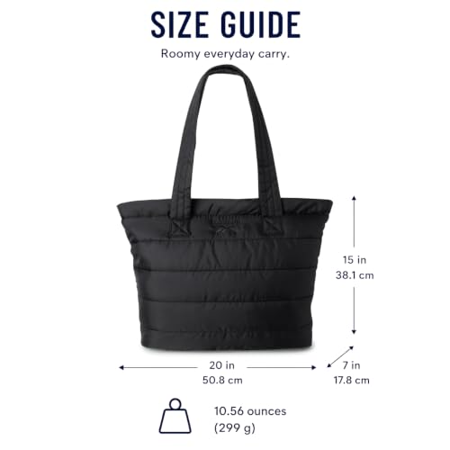 Image of Reebok Womens Tote Bag - Lightweight Carry On Puffer Quilted Tote Bag for Travel Work Travel and Daily Essentials