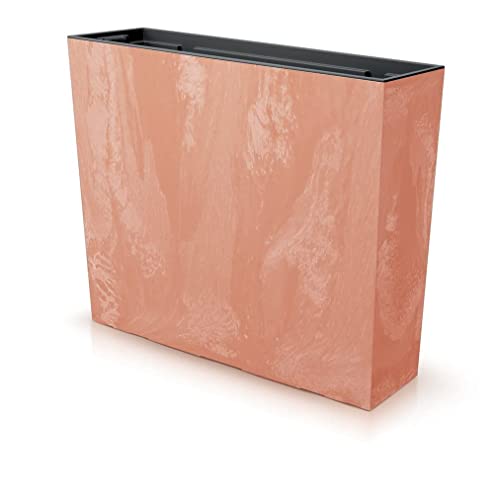 Blumenkasten Blumentopf Einsatz 58x18x50 cm Terrakotta Beton Optik braun orange Trapezform dekorative Abschürfungen UV beständig Balkonkasten Innen/Außenbereiche