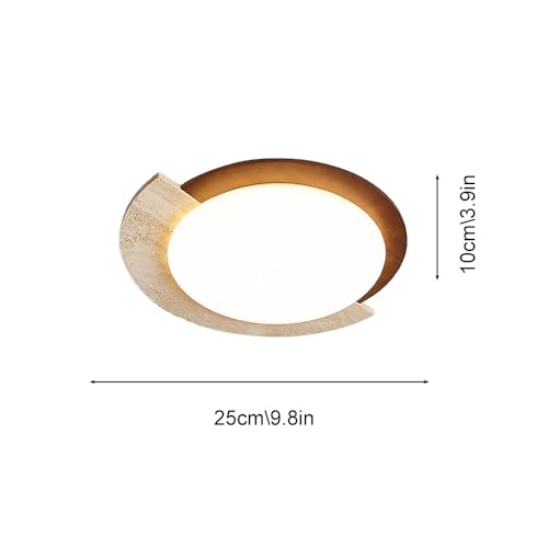 Lámpara de techo de madera redonda de 25cm regulable para recibidor y techos bajos 3