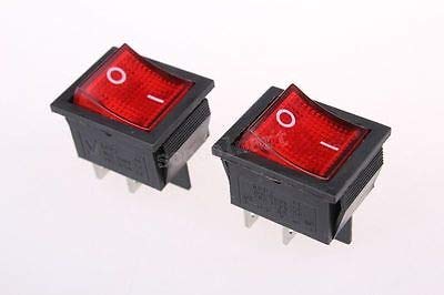 Interrupteur 4 broches à bascule rouge bipolaire DPST 10A 20A 250V lot de 5 pièces