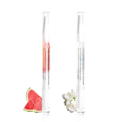 SULLMAR 2Pcs Nail Cuticle Oils Nail Nutrition Oil Pen Nails Nourishment Pens 2 Smell Cuticle Revitalizer for Agnail Nourish Skin NailCare (Watermelon&Jasmine)