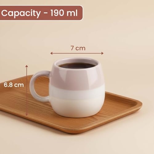 Image of The Earth Store Ovule Tuscany Cup Set of 6 for Tea, Small Coffee Chai Serving Cups Microwave Safe Ideal Gifts for Anniversary, Housewarming Parties | Diwali Gifts Set for Family and Friends 200 ML