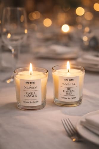 Image of Decorative Shot Scented Candle (Vanilla, Tangerine)| Natural Soy Wax with Fragrance Oils | Ideal for Gifting & Home Ambience (Set of 2)