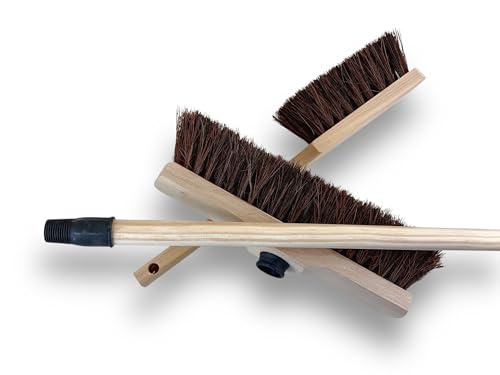 Balai Droit avec Manche + 3 balayettes Manche Long | Fibre Arenga résistante | Sortie 65 mm | pour extérieur et sols Rugueux | Nettoyage Durable et Confortable | Kibros VC1842M