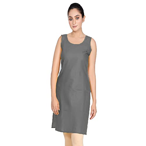 Image of Women's Cotton Long Camisole for Kurti /Suit Slip /Long Inner /Samij for Women Sameej /Knee Length Inner Wear /Sameez /Kurti Slip /Round Neck /Invisible